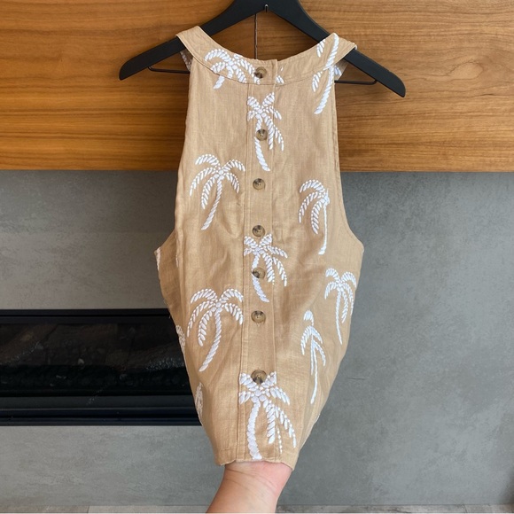 NWT Ann Taylor Palm Embroidered Button Back Halter Top, Size XL - Picture 10 of 12